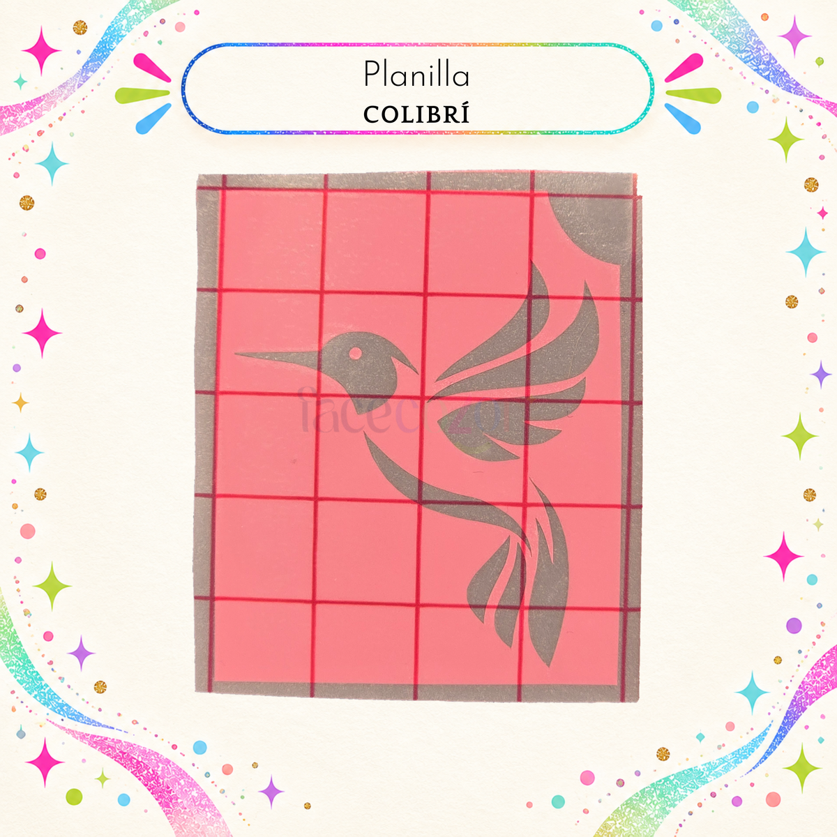 Plantilla Adhesiva - Colibrí (uso individual)