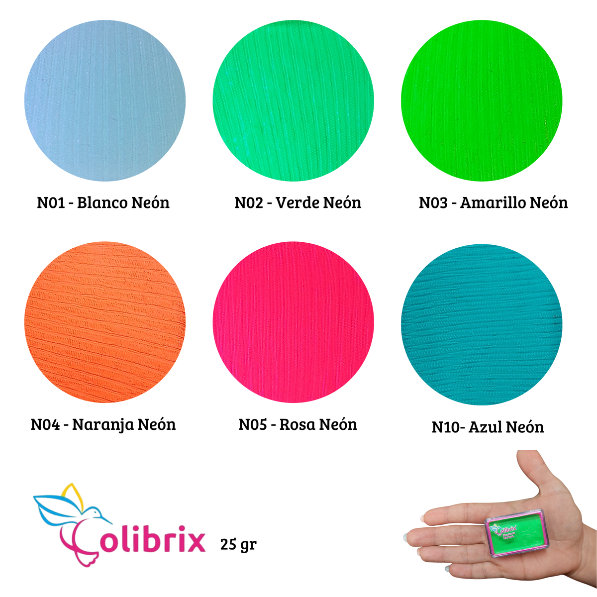 Colores Neón Colibrix 25 gr (venta por individual)