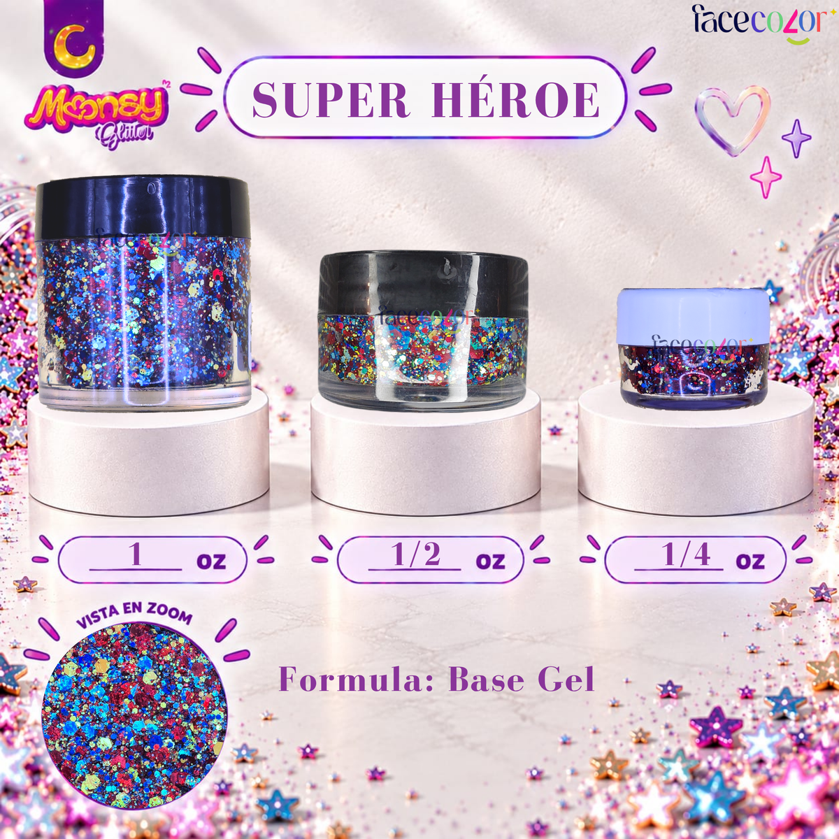 SUPER HÉROE Moonsy Glitter - Base Gel