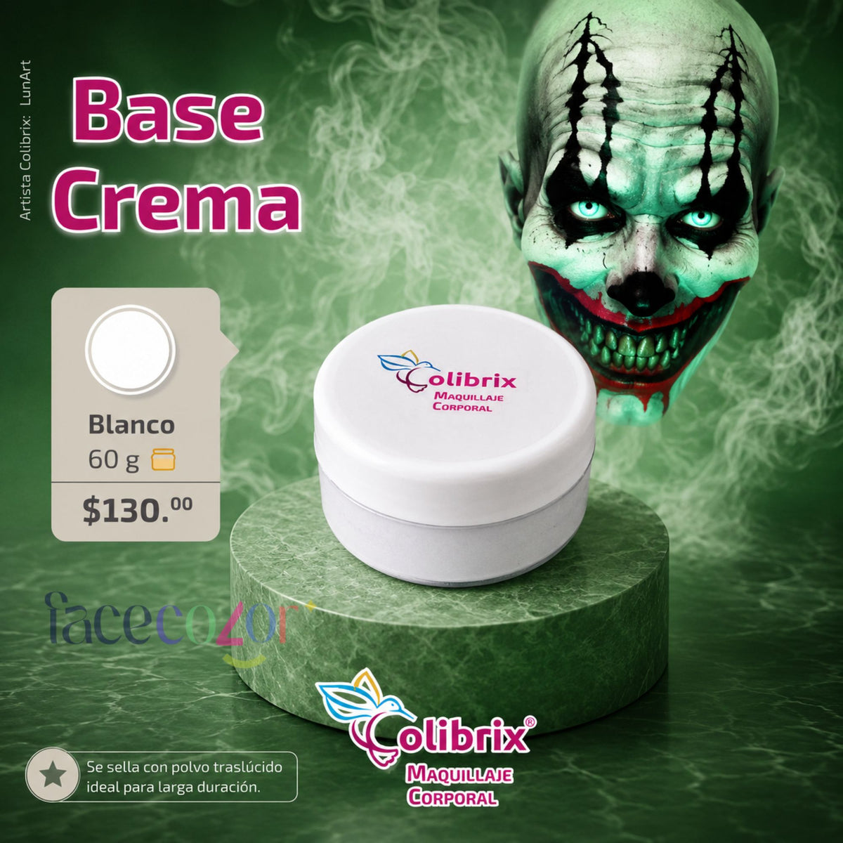 Base Crema Colibrix 60 g | Blanco, Negro y Rojo