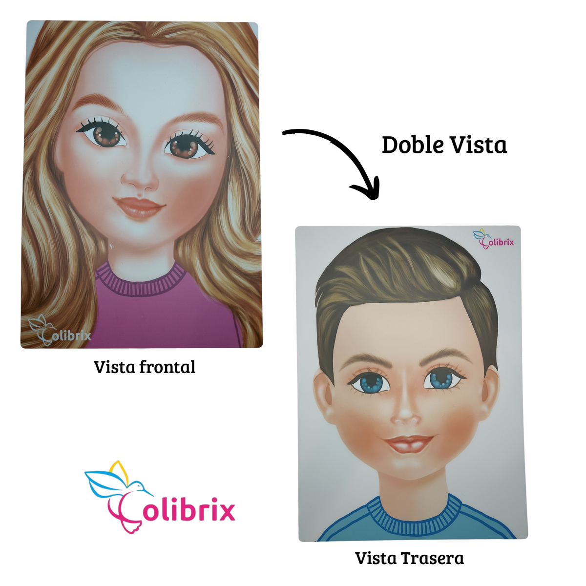 Cara de práctica Colibrix (doble vista)