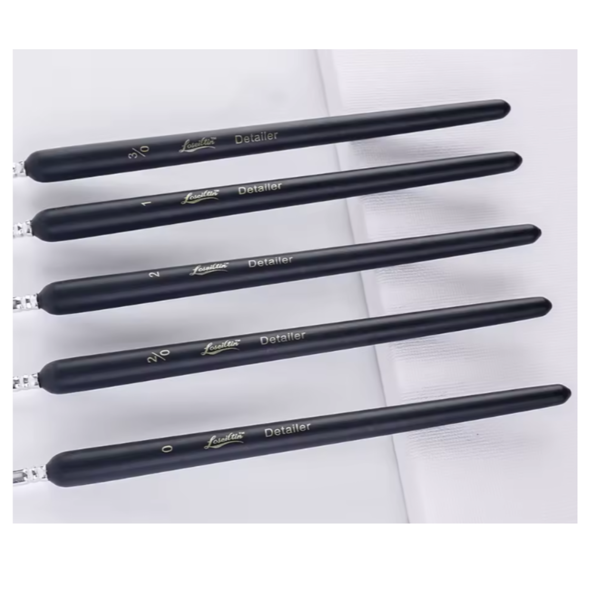 Pinceles Profesionales de Delineado y Detalle Fino Negro Mate – Set 5 pzs