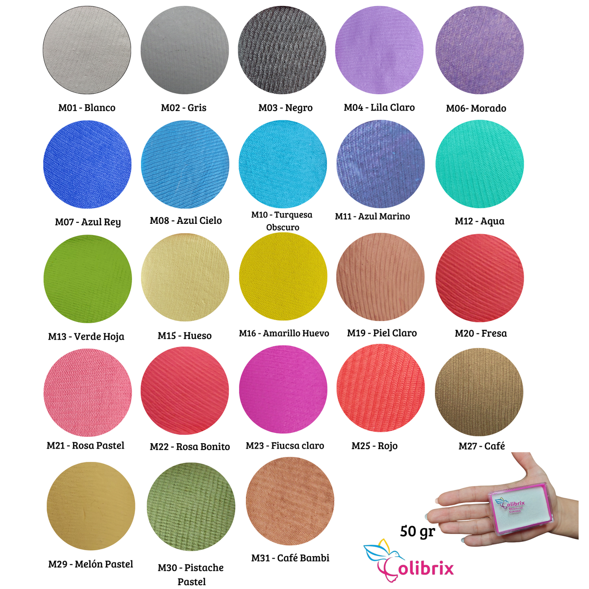 Colores Mate Colibrix 50 gr (venta por individual)