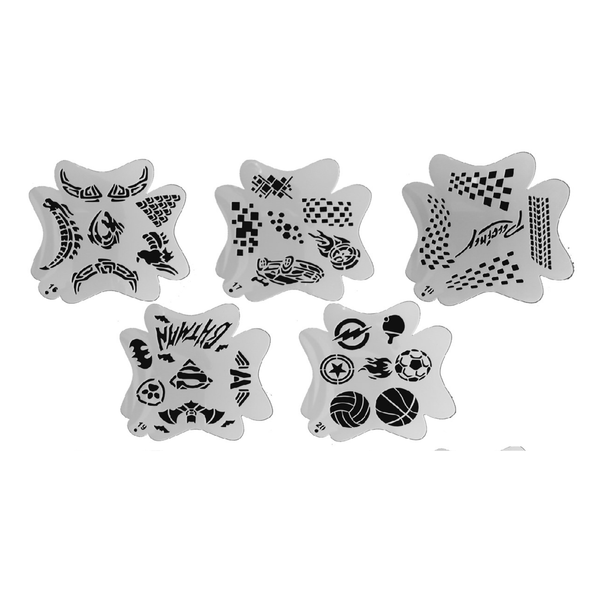 Stencil reutilizable para pintacaritas – Diseños infantiles (Set de 10)