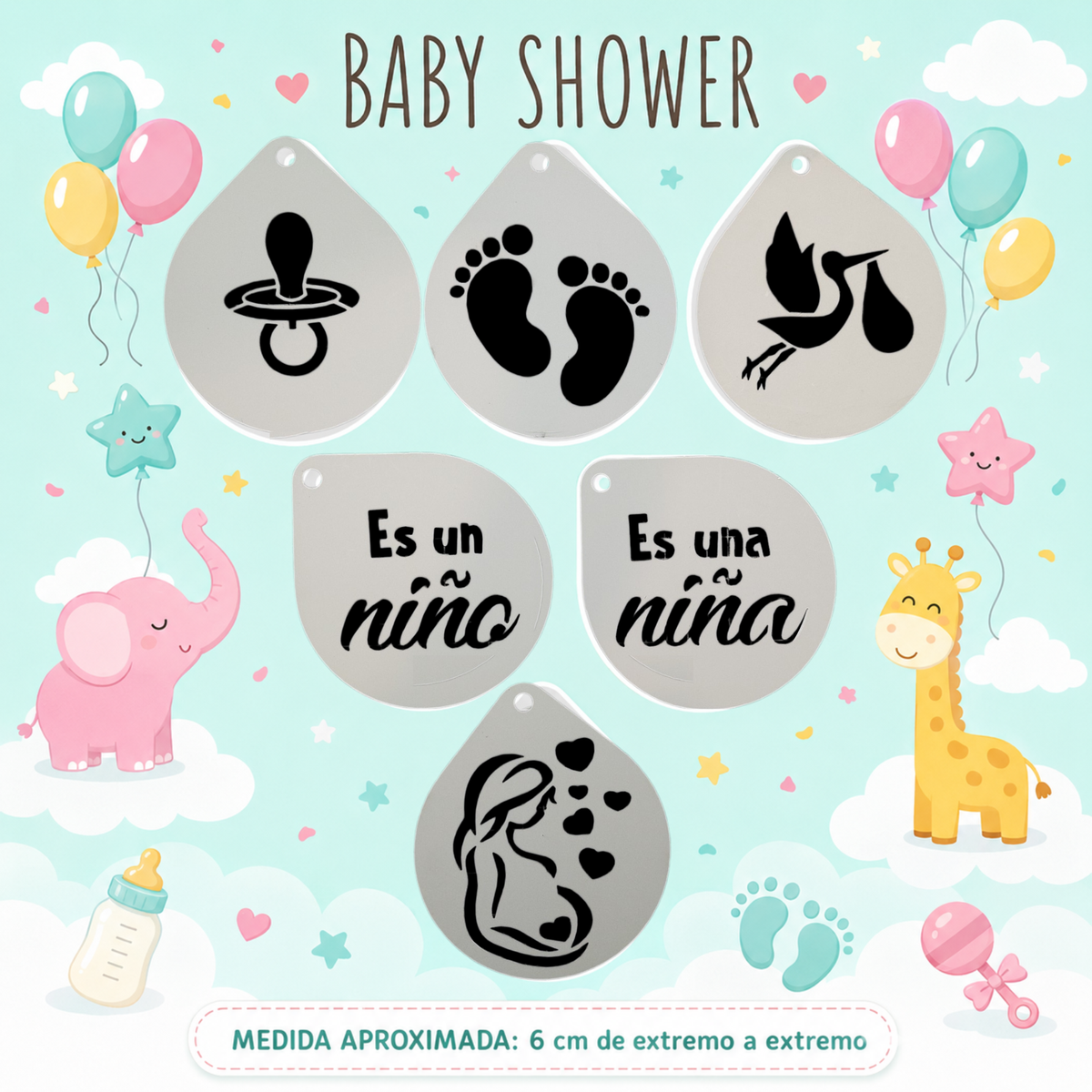 Stencil Baby Shower (venta por individual)