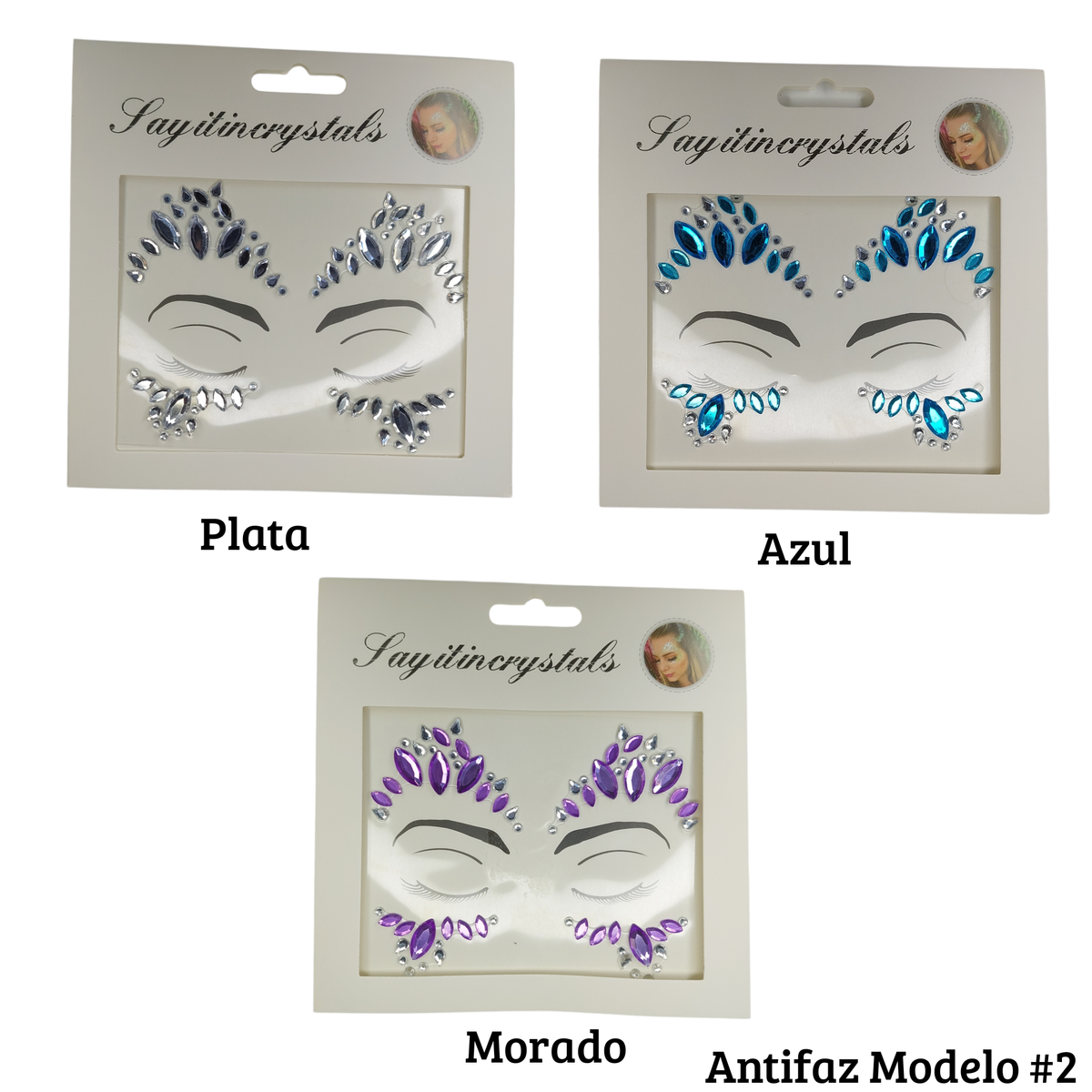 Pedrería Antifaz Modelo #2 - Variedad de colores (venta por planilla)