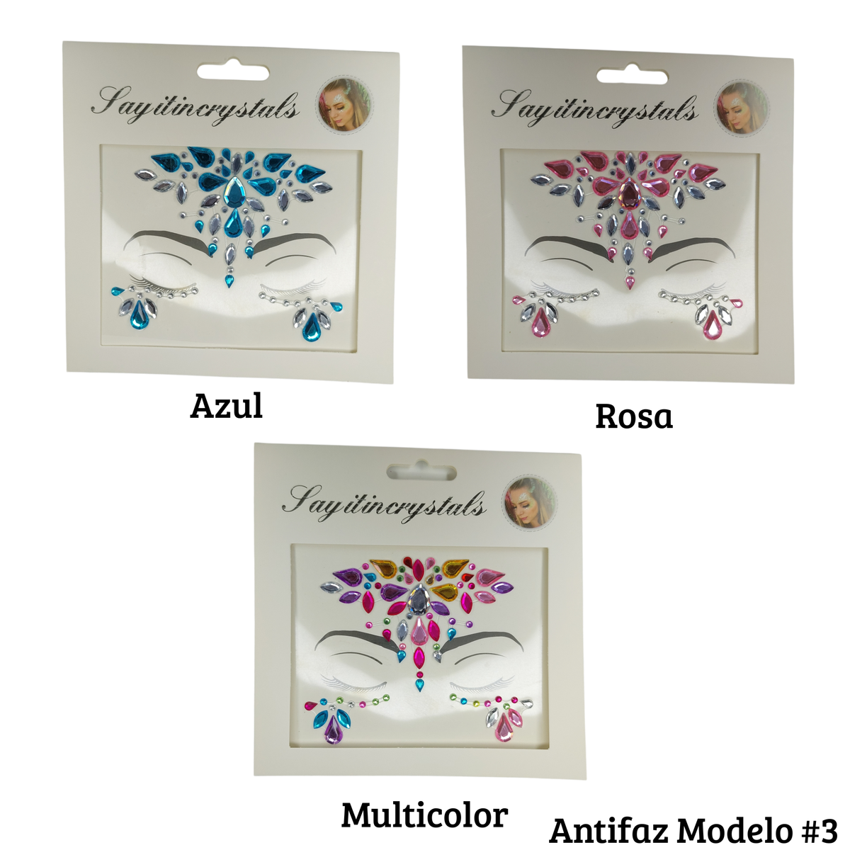 Pedrería Antifaz Modelo #3 - Variedad de colores (venta por planilla)