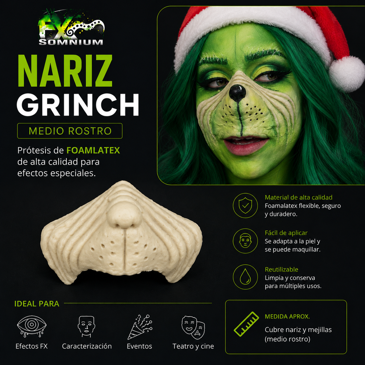 Nariz Grinch Medio Rostro