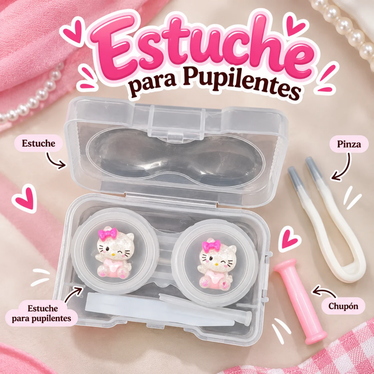 Estuche para Pupilentes con Aplicador Kawaii