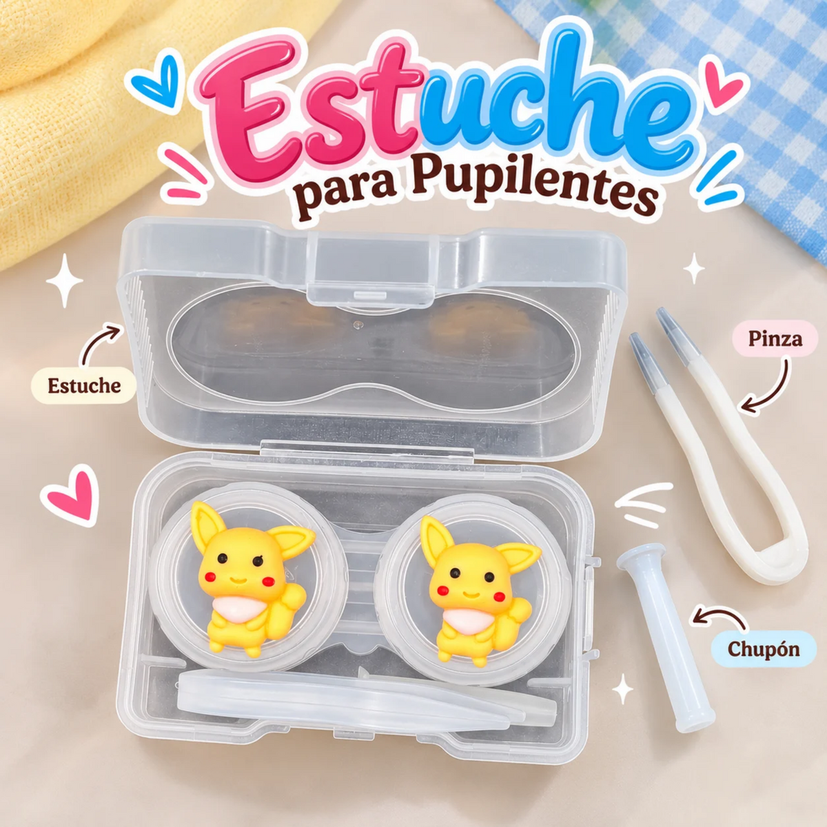 Estuche para Pupilentes con Aplicador Kawaii