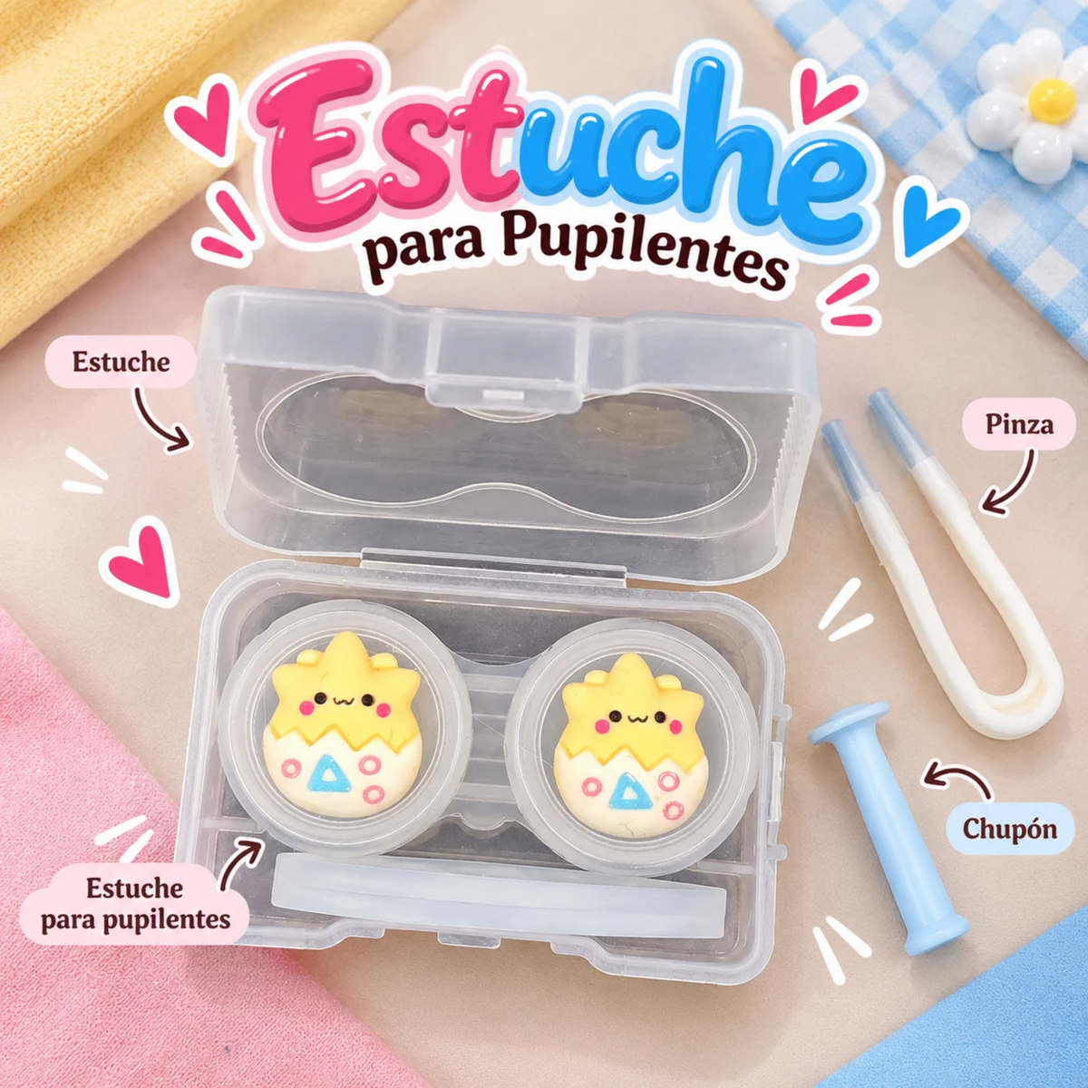 Estuche para Pupilentes con Aplicador Kawaii