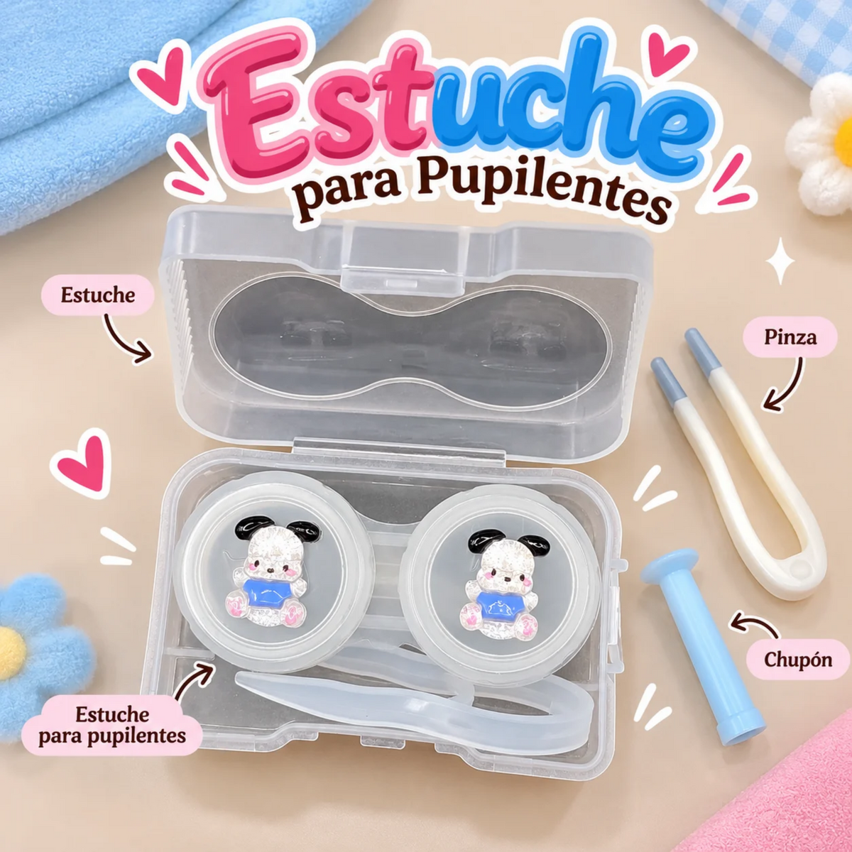Estuche para Pupilentes con Aplicador Kawaii