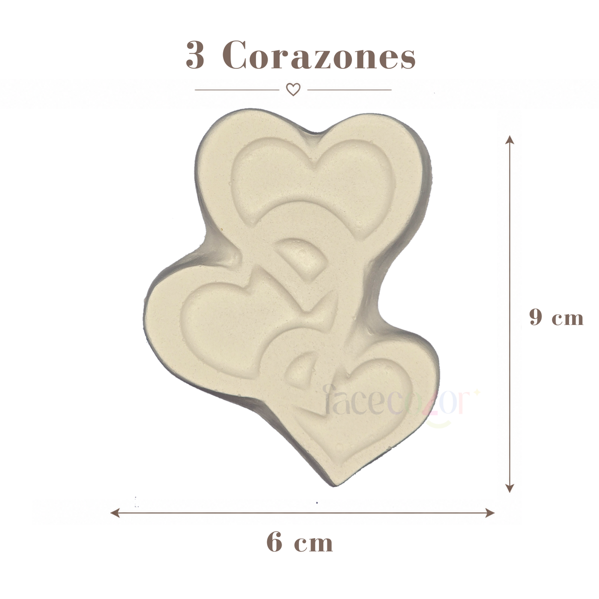 Figura de cerámica 3 Corazones (Venta en individual)