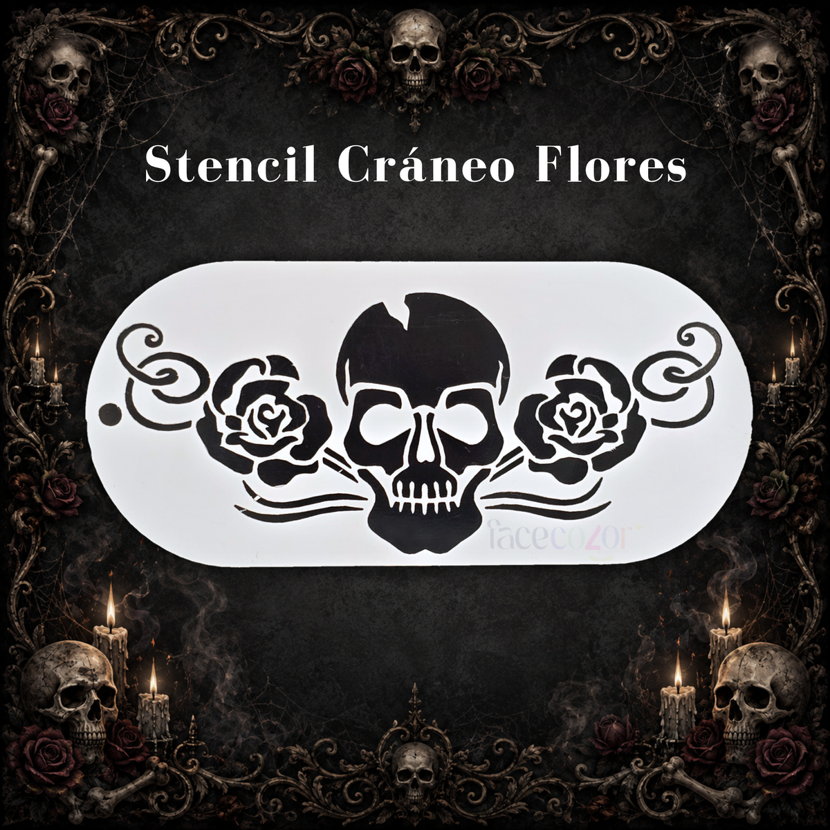 Stencil Cráneo Flores