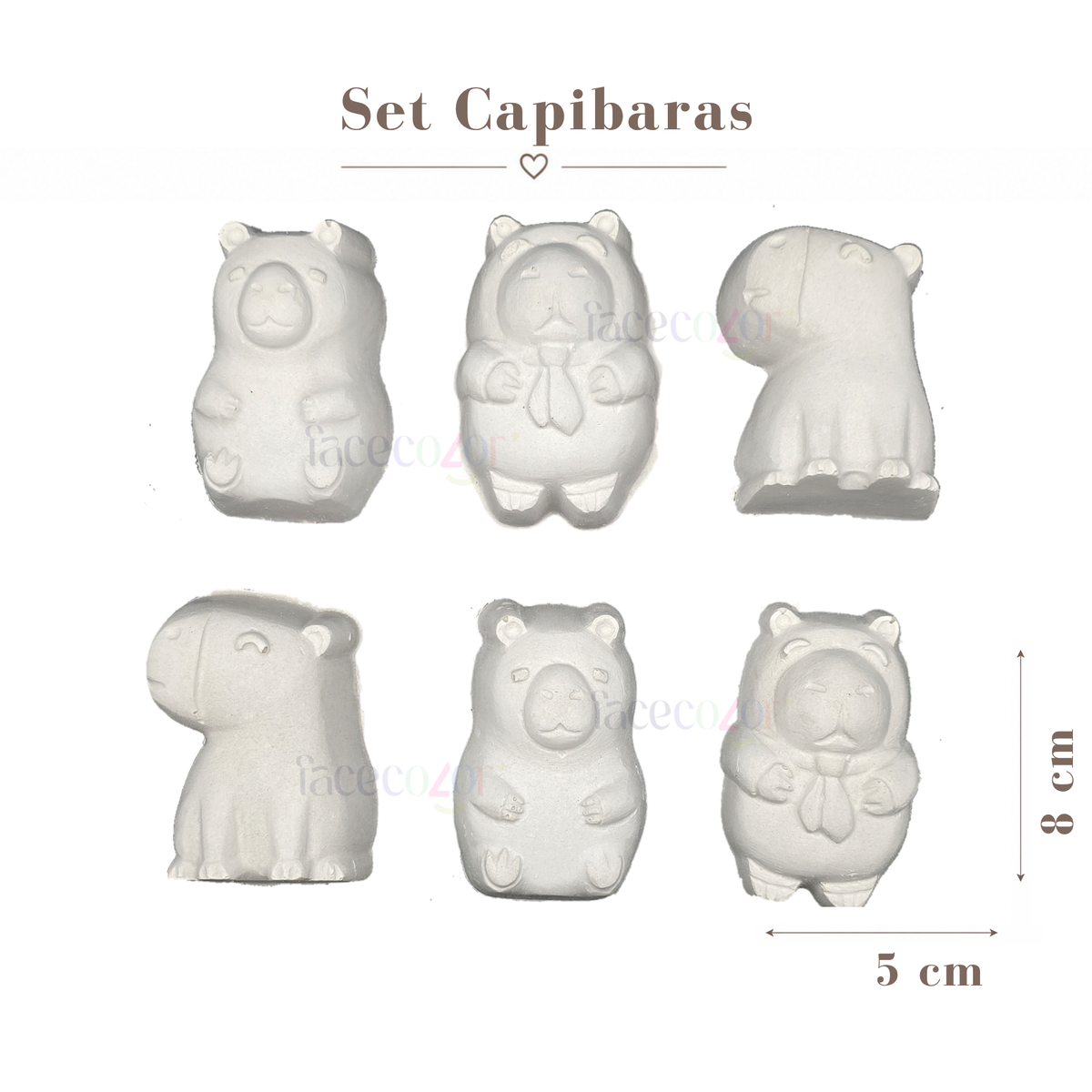 Figura de cerámica Set Capibaras (Venta en Conjunto)
