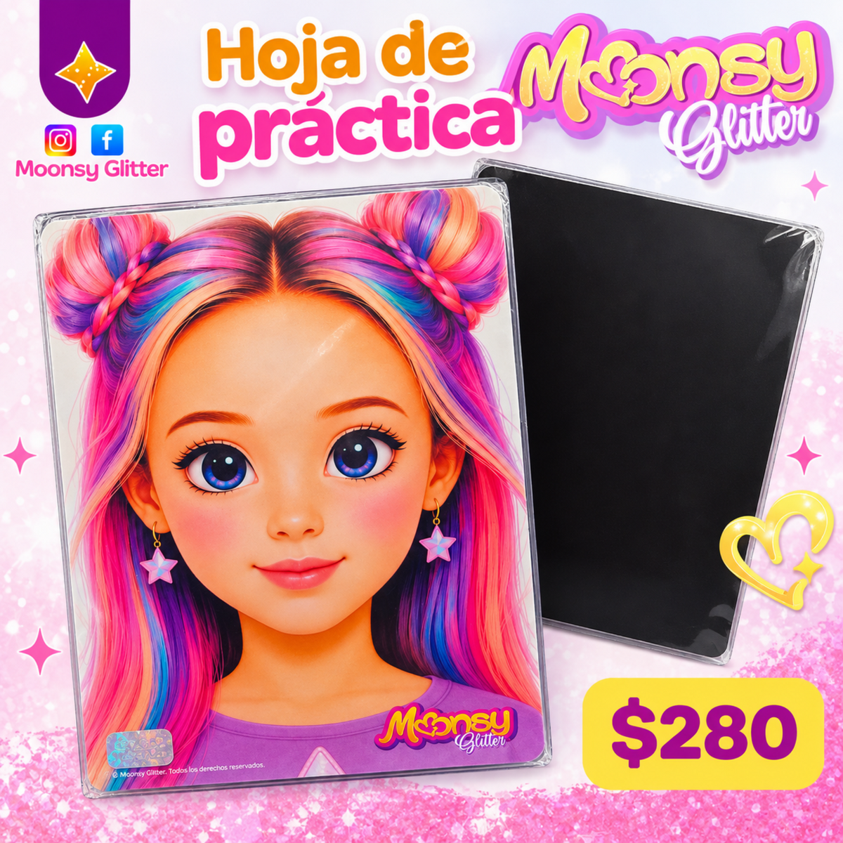 Hoja de práctica - Niña Colores Moonsy Glitter