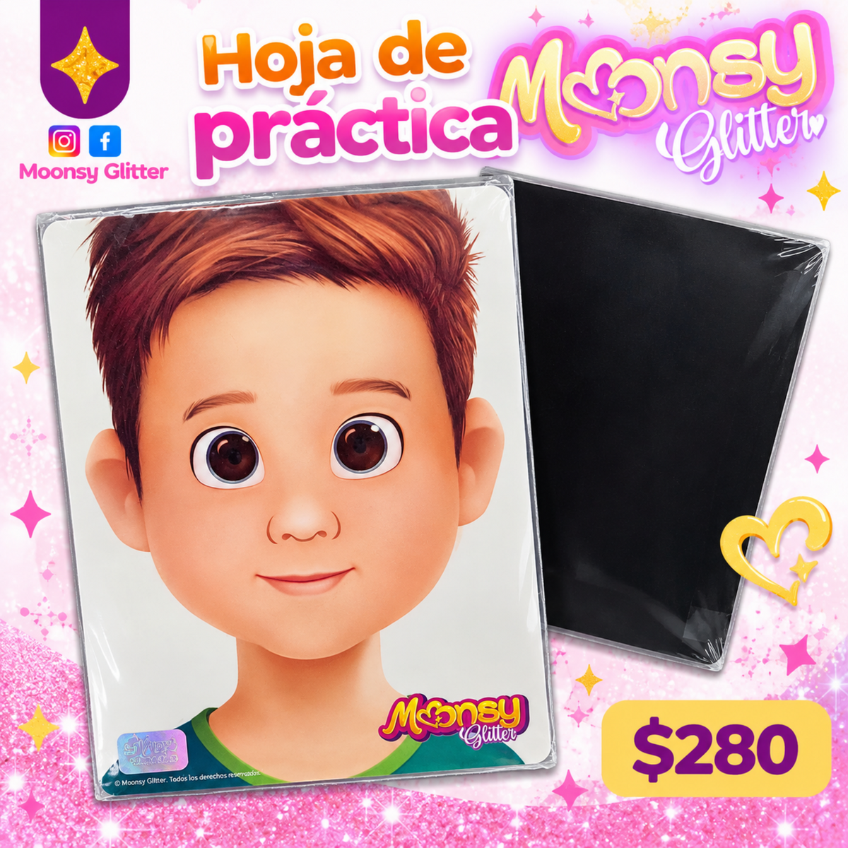 Hoja de práctica - Niño Moonsy Glitter