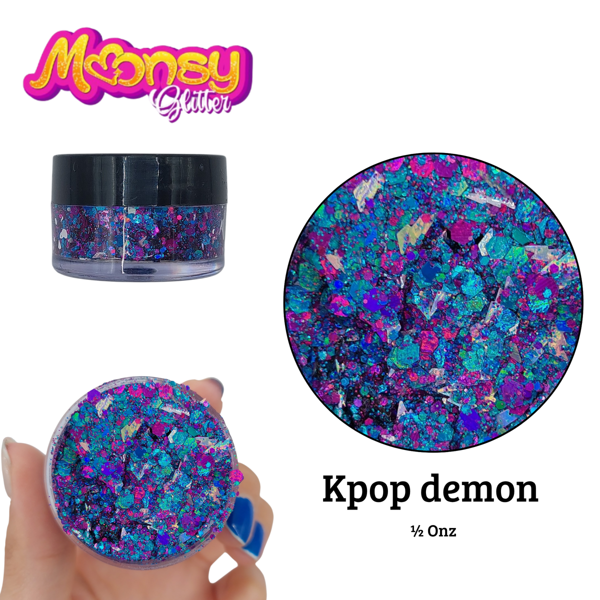 Variedad 1/2 onza  Moonsy Glitter - Base Gel (Venta por individual)