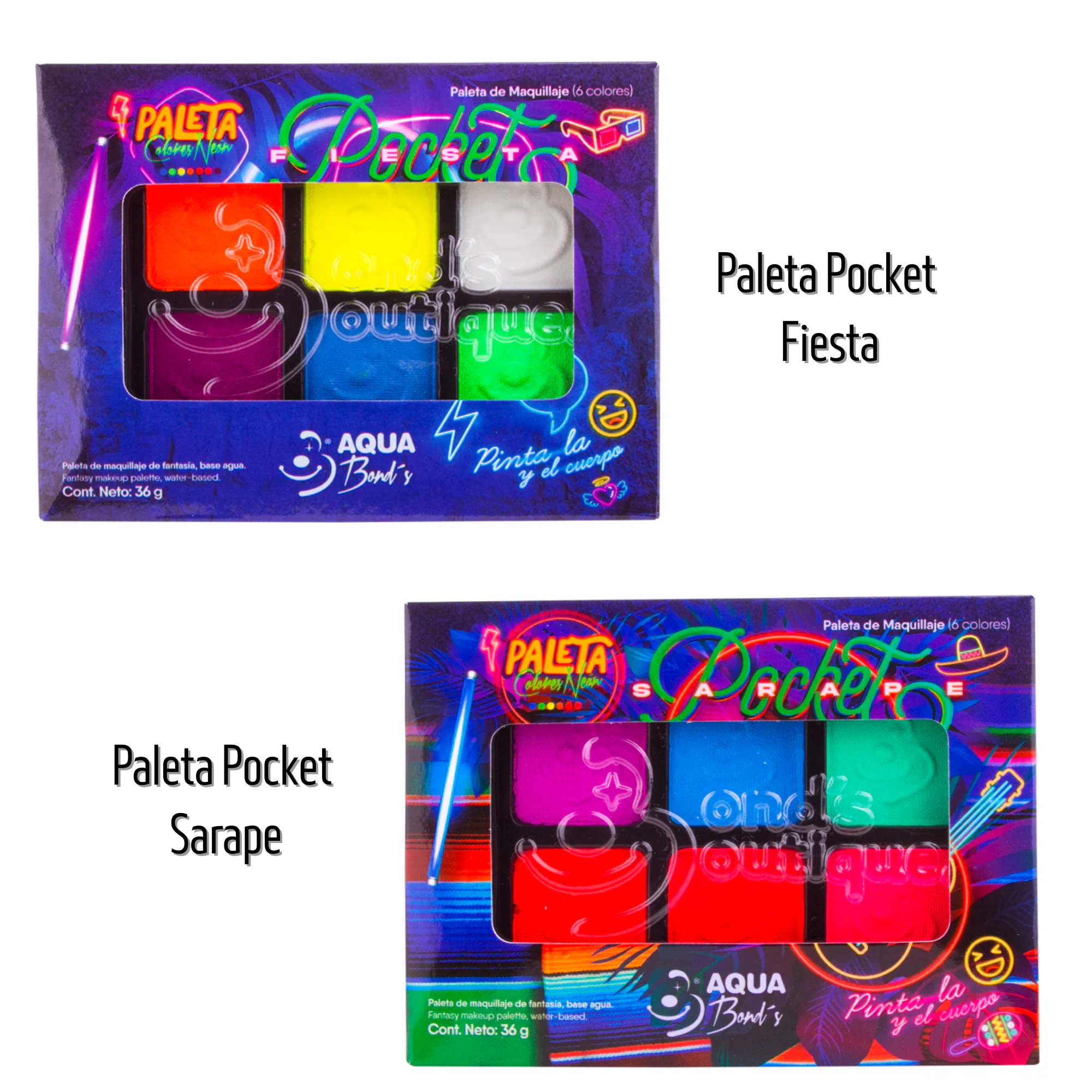 Paleta Pocket de 6 Colores Neón