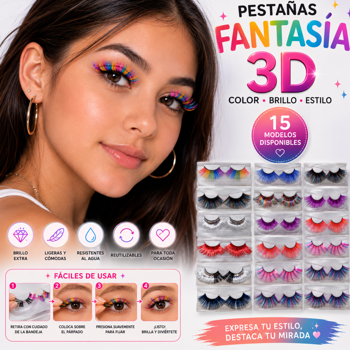 Pestañas Multicolor Fantasía