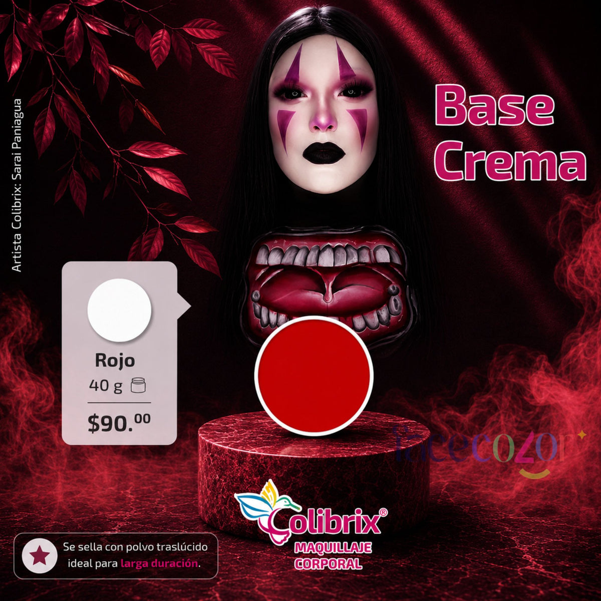 Base Crema Colibrix 40 g | Blanco, Negro y Rojo