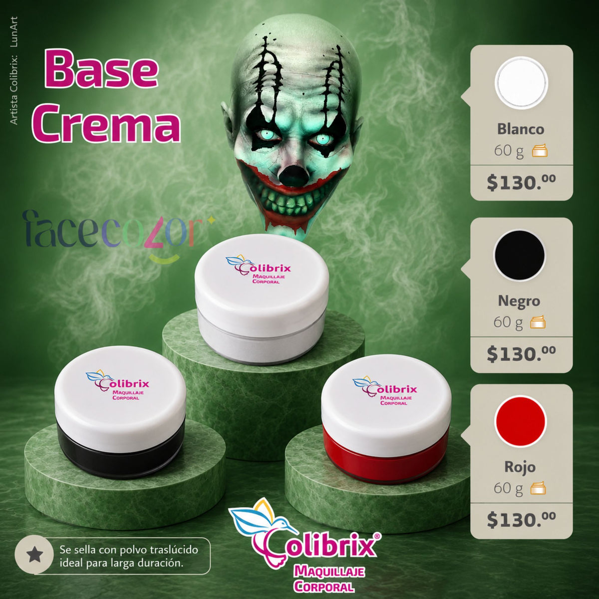 Base Crema Colibrix 60 g | Blanco, Negro y Rojo