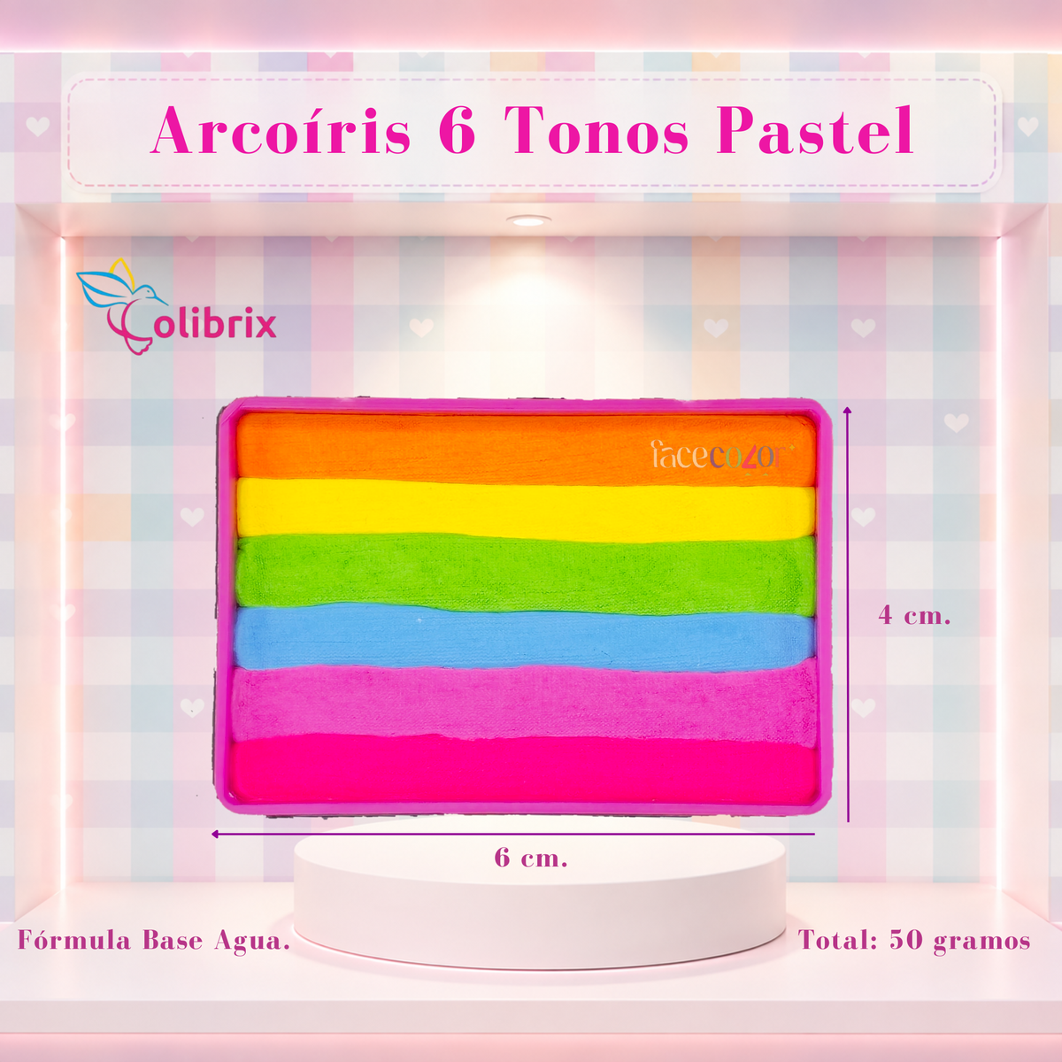 Variedad Arcoíris 6 tonos - Colibrix Mate Base Agua 50gr