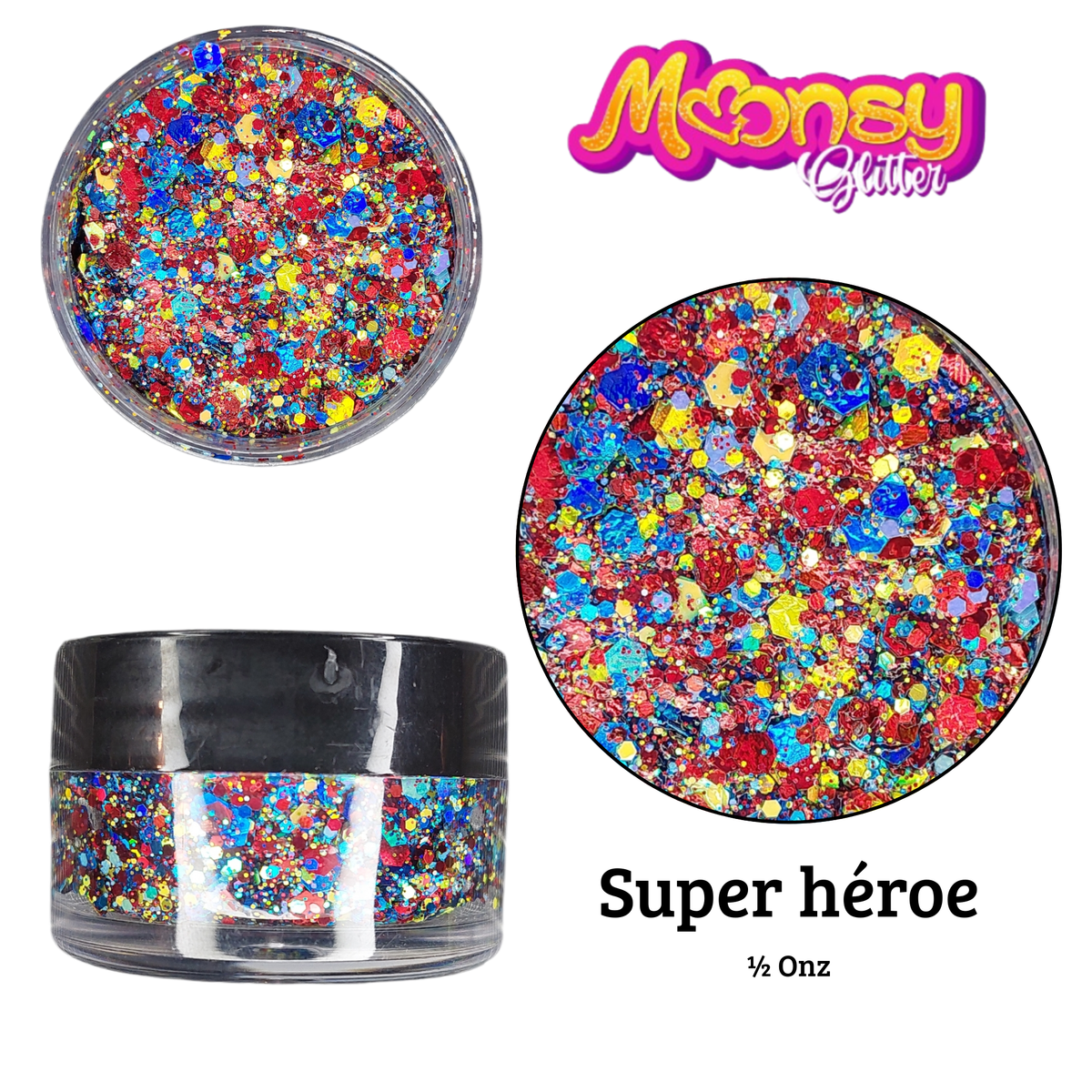 Variedad 1/2 onza  Moonsy Glitter - Base Gel (Venta por individual)
