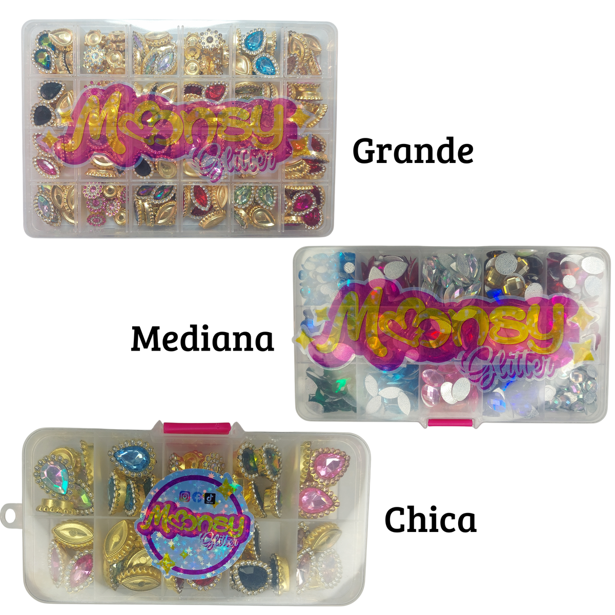Caja Pedrería Moonsy Glitter (varios tamaños)