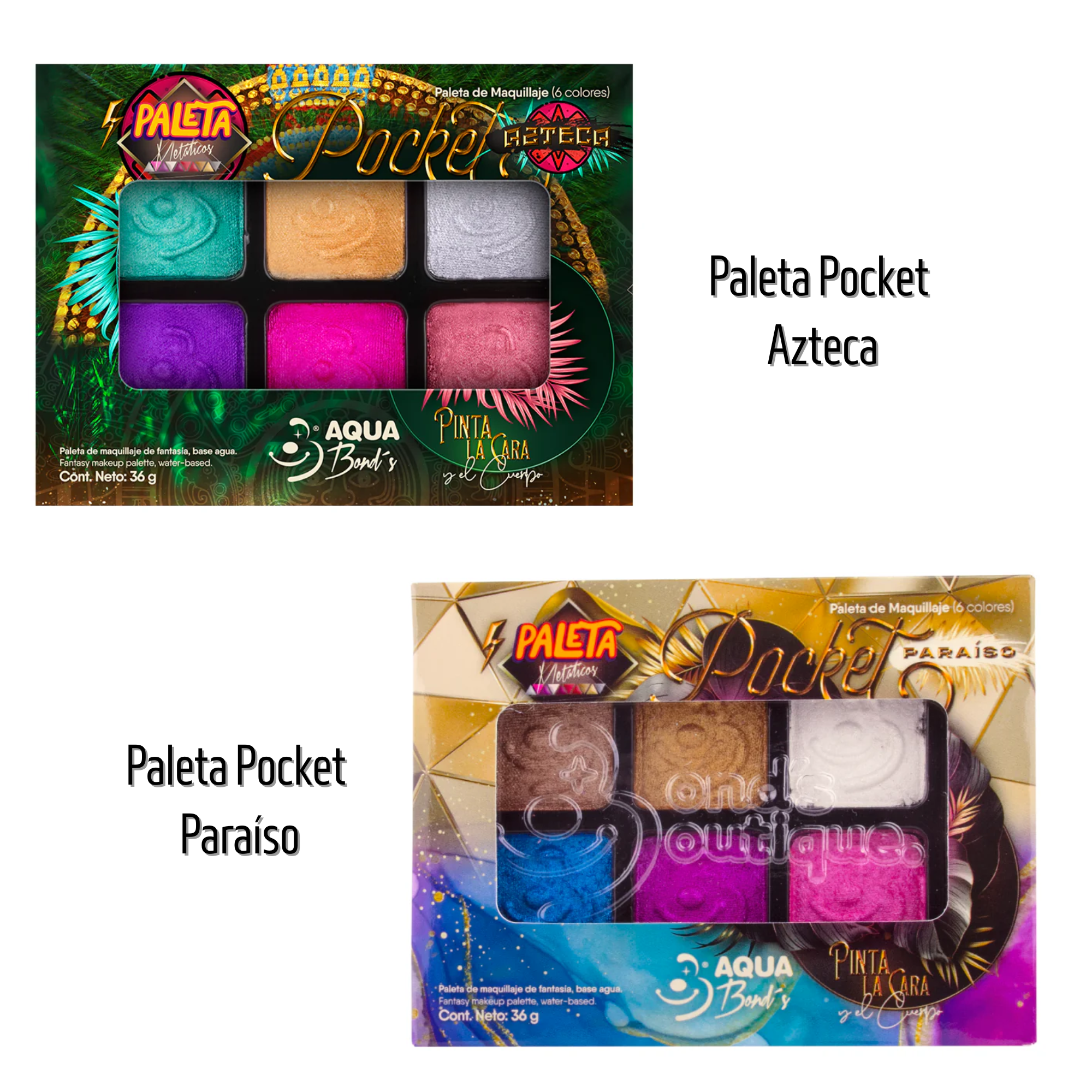 Paleta Pocket de 6 Colores Metálica Bond's Boutique