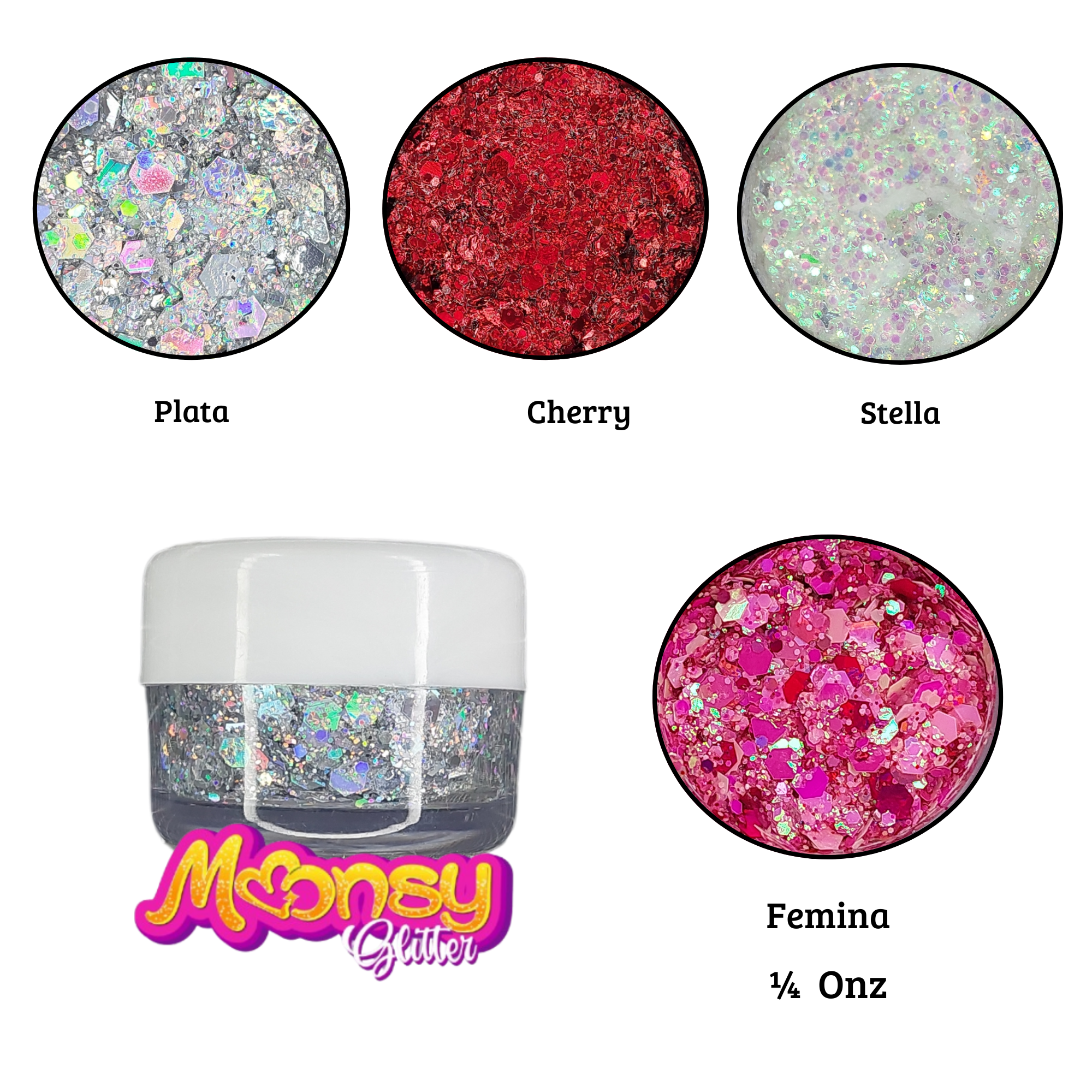 Variedad 1/4 Oz Moonsy Glitter - Base Gel (venta por individual)