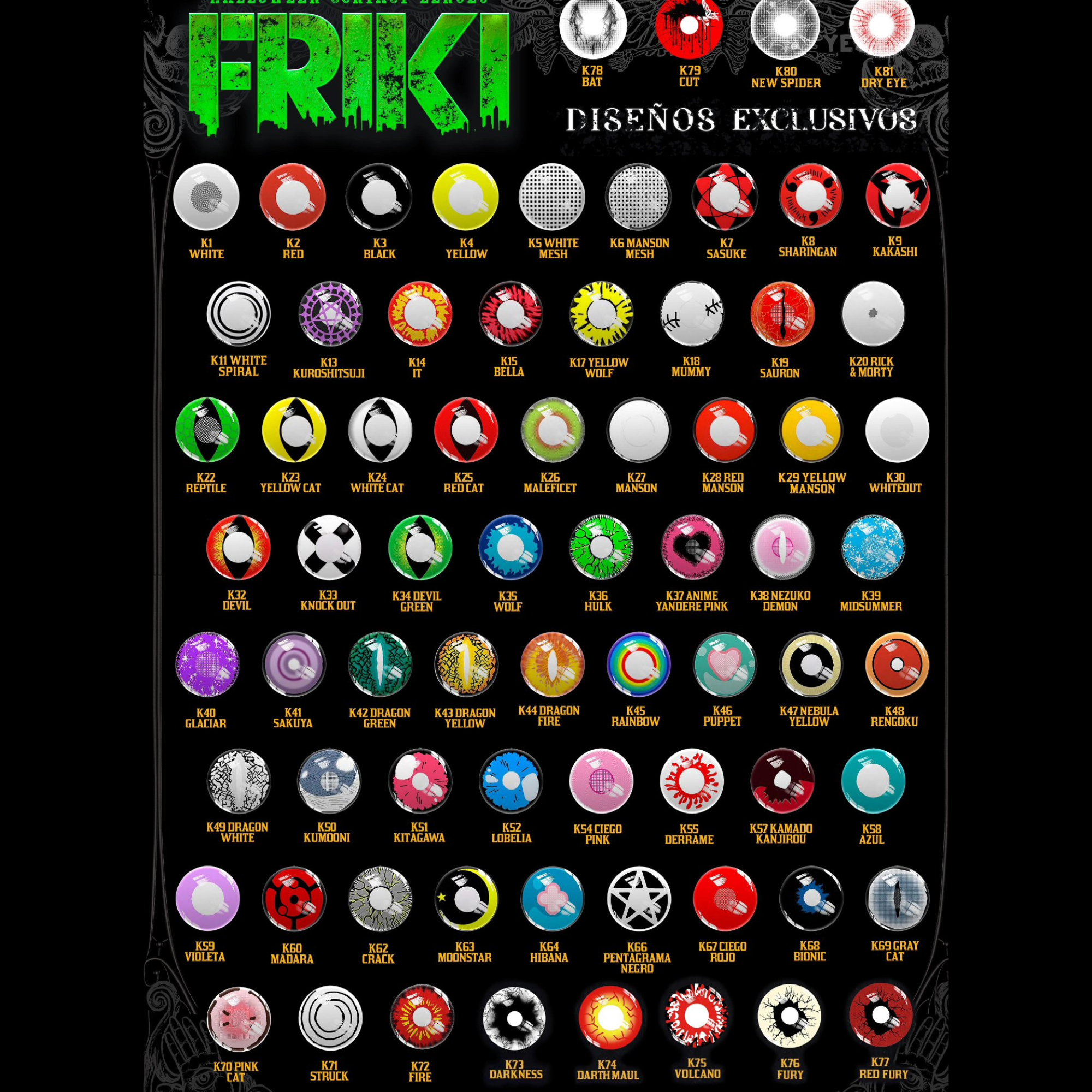 Pupilentes Friki by collection (venta por individual)