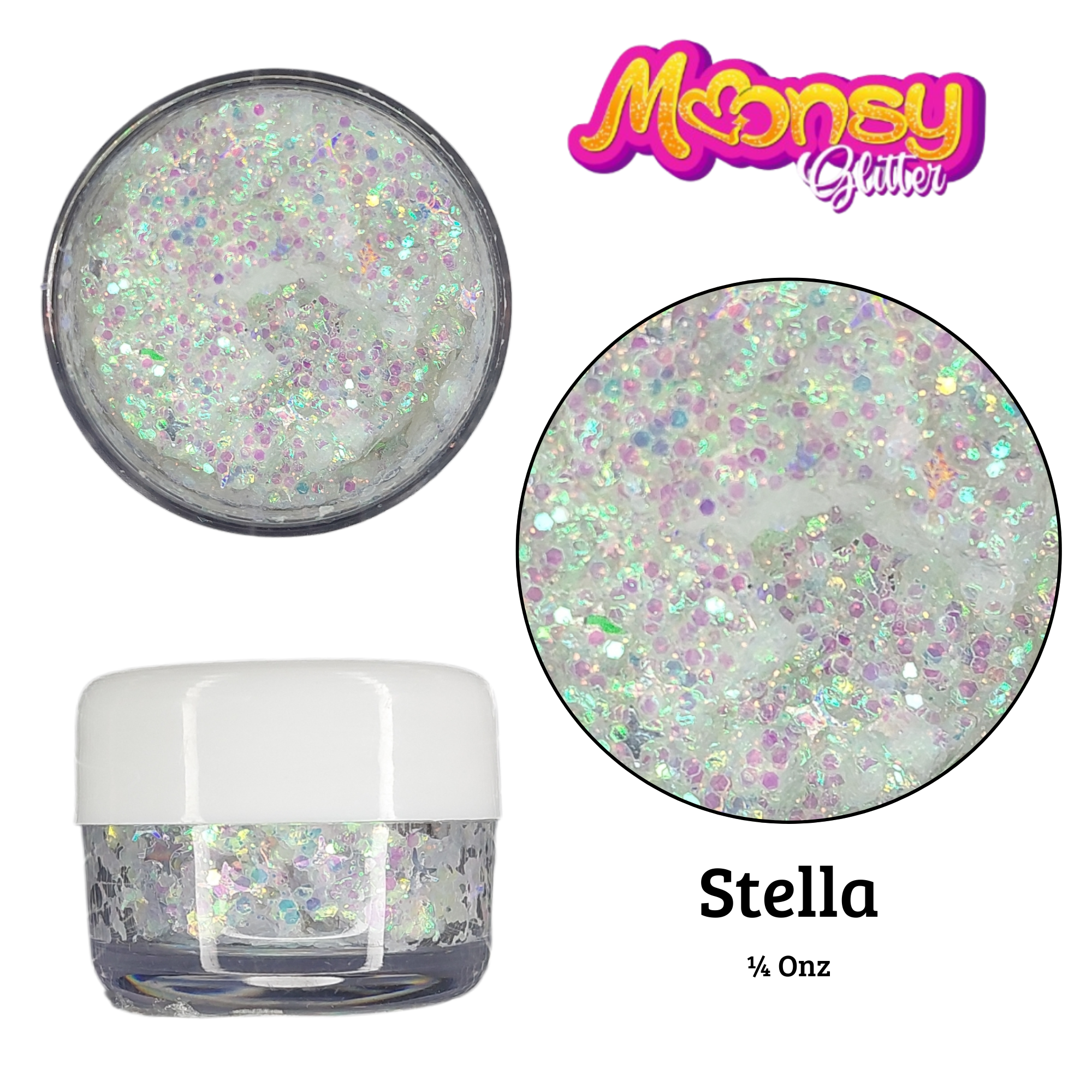 Variedad 1/4 Oz Moonsy Glitter - Base Gel (venta por individual)